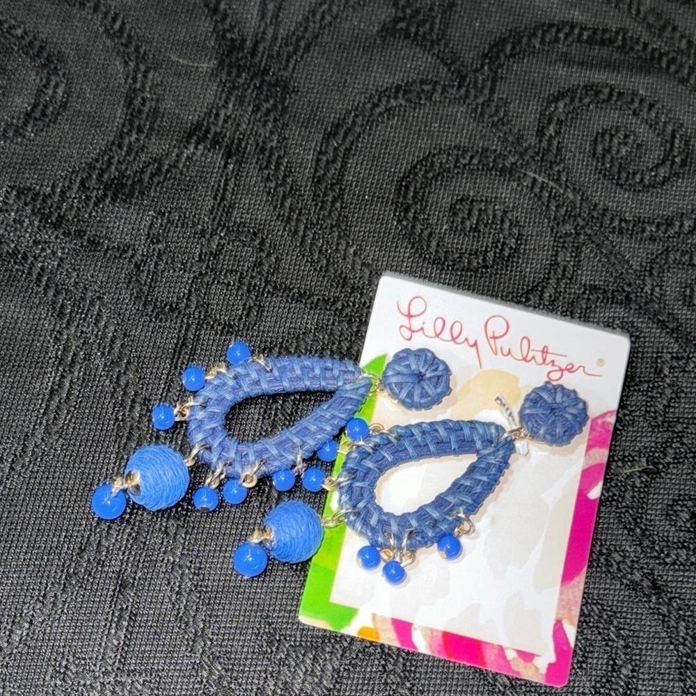 Lilly Pulitzer Blue Statement Earrings - Picture 4 of 5